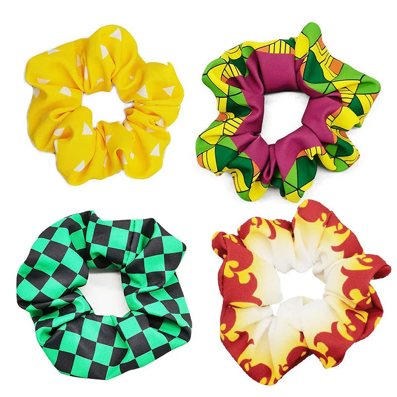 Demon Slayer Hair Scrunchie - Anime Satin Elastic Hair Tie