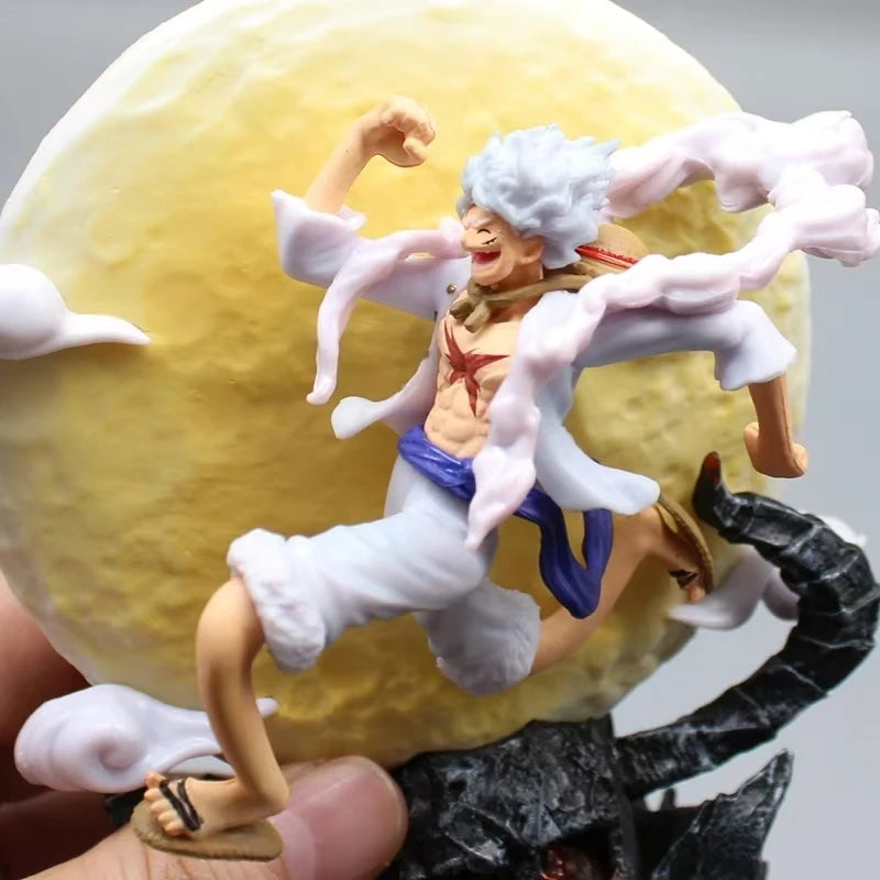 One Piece Gear 5 Luffy "Moon Fairy" Action Figure – 14cm Sun God Nika PVC Statue with LED Moon Light