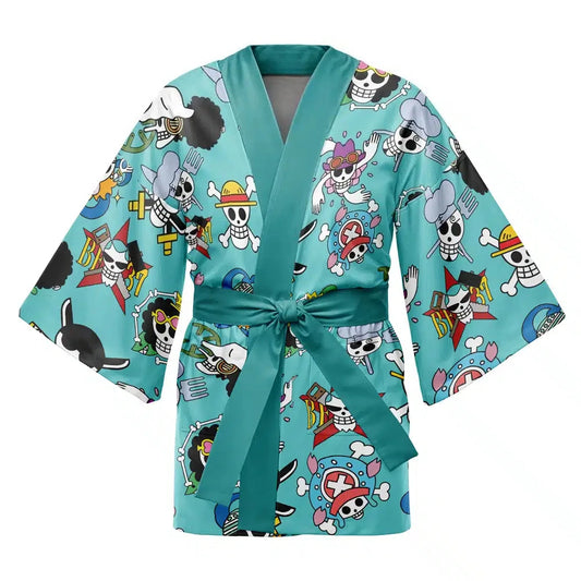One Piece Straw Hat Pirates Cosplay Kimono – Premium Black & Gold Performance Haori Dress