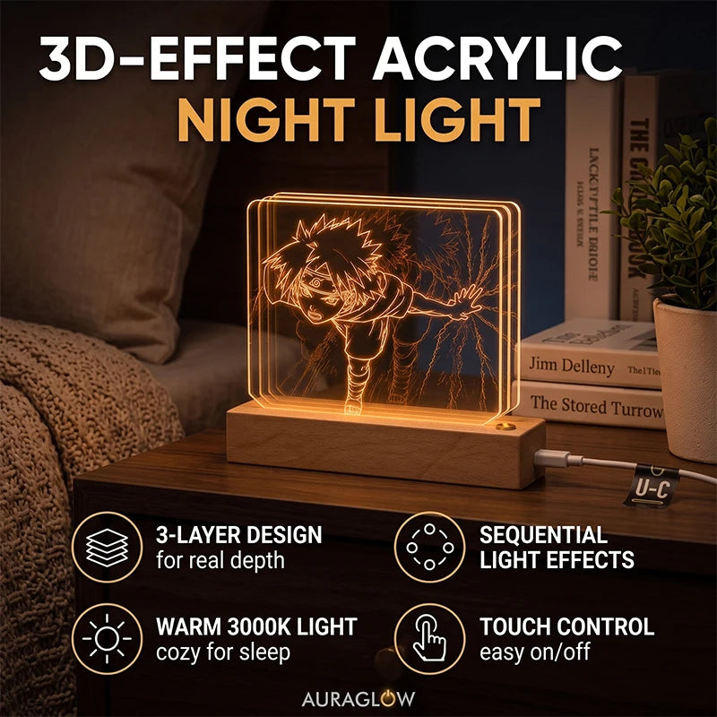 Sasuke Uchiha 3D Multilayer Acrylic LED Lamp – Dynamic Motion Effect Night Light