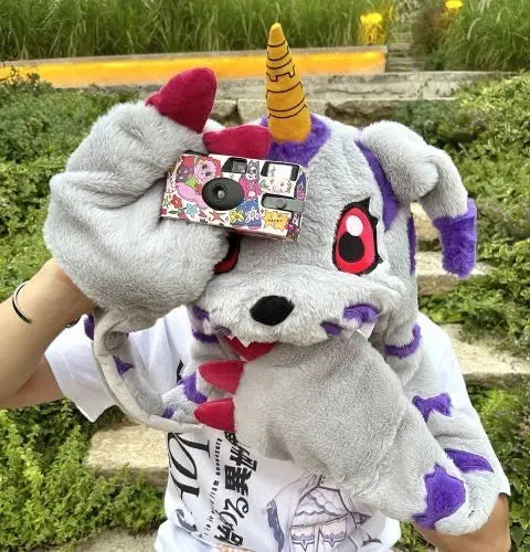 Digimon Gabumon Plush Hooded Hat – Anime Cosplay Scarf & Gloves Combo Set