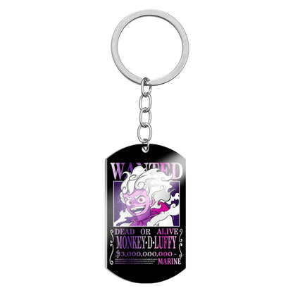 One Piece Wanted Poster Metal Keychain – Alloy Anime Keyring