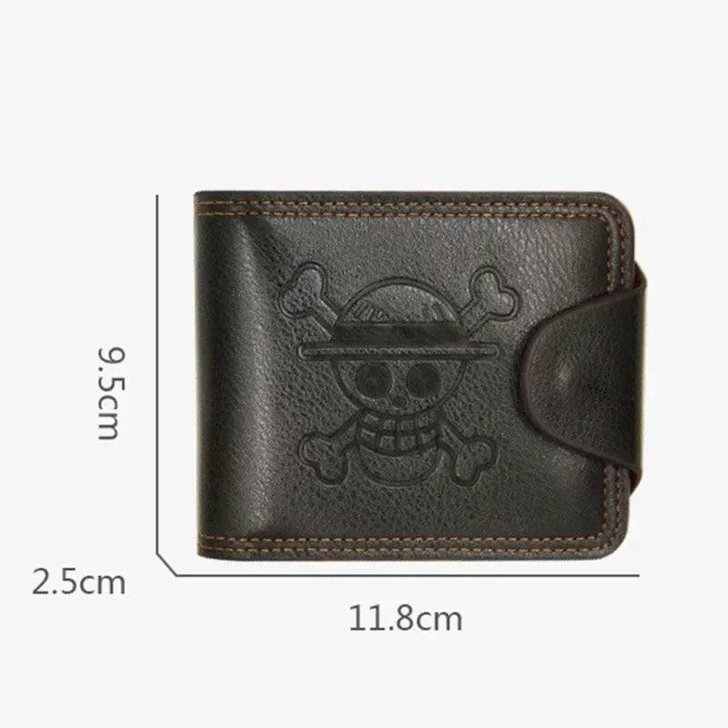 One Piece Luffy Straw Hat Pirates Leather Bifold Wallet – Short Multi-Card Holder