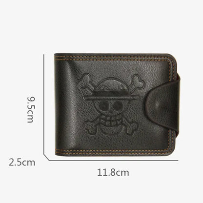 One Piece Luffy Straw Hat Pirates Leather Bifold Wallet – Short Multi-Card Holder