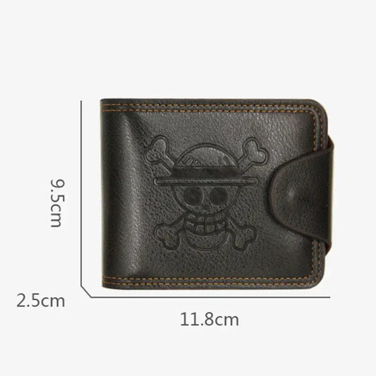 One Piece Luffy Straw Hat Pirates Leather Bifold Wallet – Short Multi-Card Holder