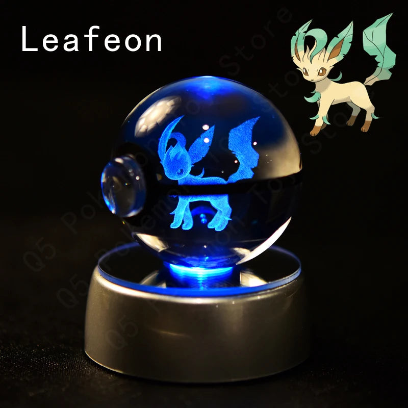 Pokémon 3D Engraved Crystal Ball LED Night Light – Glowing Pokeball Orb Lamp