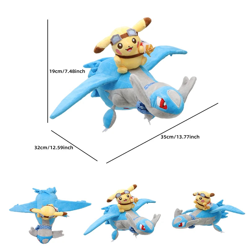 Pokémon Pikachu Riding Lapras & Latios Plush – Kawaii Anime Stuffed Toy Collection