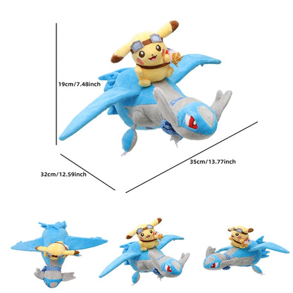 Pokémon Pikachu Riding Lapras & Latios Plush – Kawaii Anime Stuffed Toy Collection