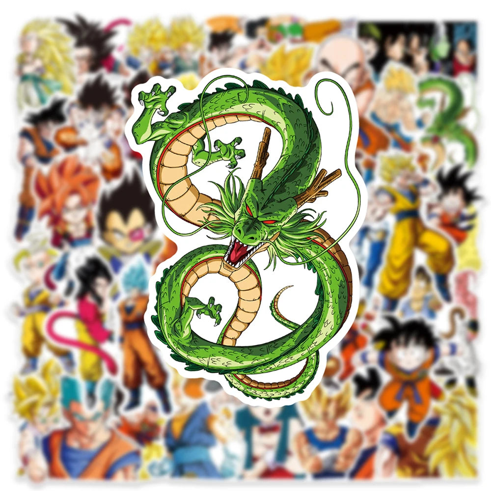 Dragon Ball Z Waterproof Vinyl Sticker Pack – Son Goku Anime Decals for Laptops, Water Bottles & Skateboards (10, 30, or 50 Pieces)