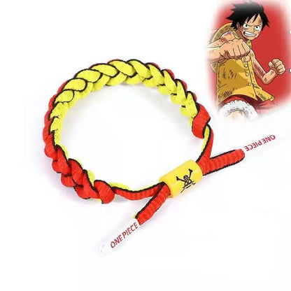 One Piece Woven Anime Bracelet – Luffy, Ace, Boa Hancock & Whitebeard Shoelace Hand Chain