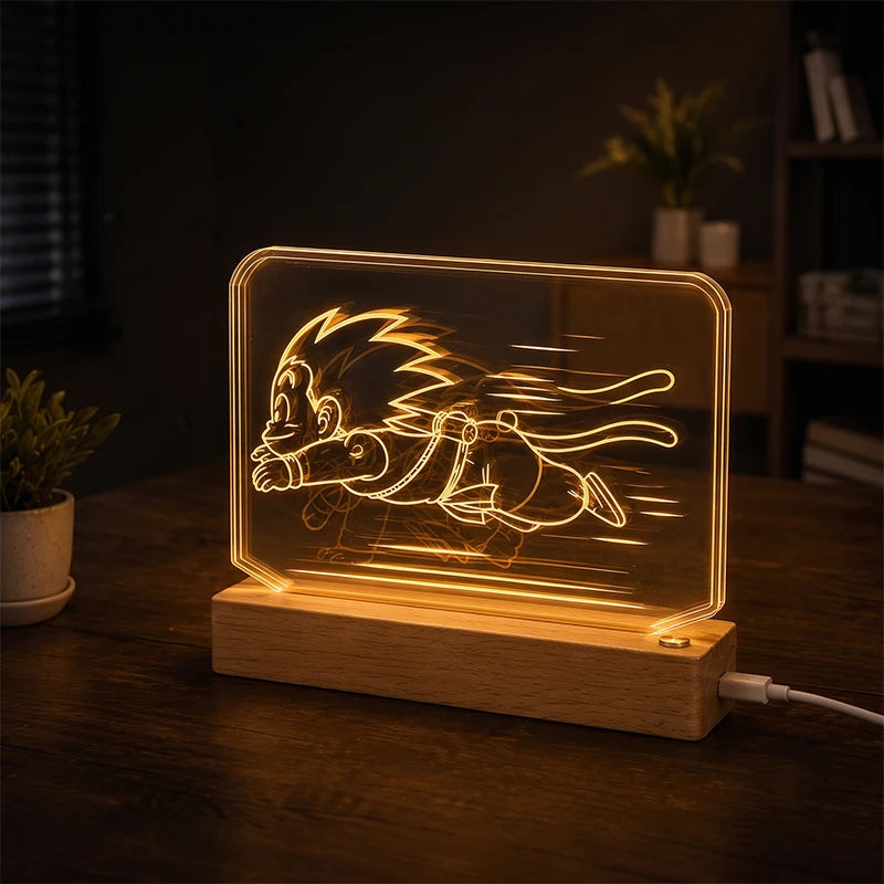 Dragon Ball Goku 3D Multilayer Acrylic LED Lamp – Dynamic Motion Effect Night Light