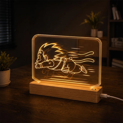Dragon Ball Goku 3D Multilayer Acrylic LED Lamp – Dynamic Motion Effect Night Light