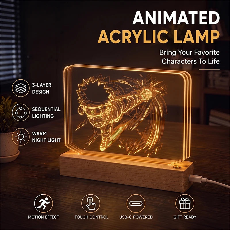 Naruto Uzumaki 3D Multilayer Acrylic LED Lamp – Dynamic Motion Effect Night Light