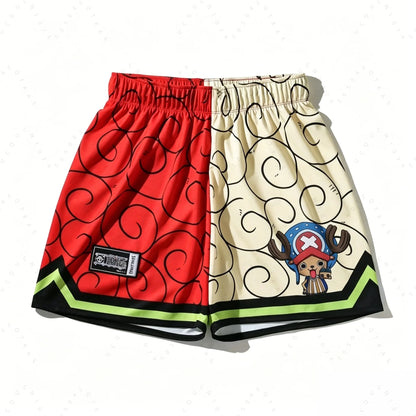 One Piece Gear 5 Luffy Summer Beach Shorts – Hawaiian Animal Pattern Board Shorts