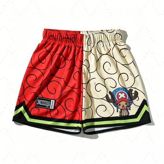 One Piece Gear 5 Luffy Summer Beach Shorts – Hawaiian Animal Pattern Board Shorts