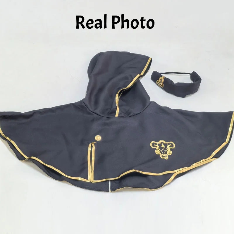 Black Clover Asta Cosplay Cloak – Black Bulls Logo Hooded Cape & Costume Robe