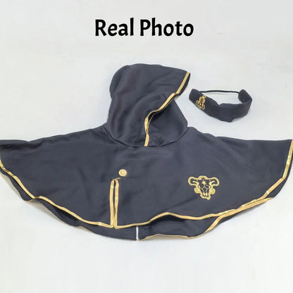 Black Clover Asta Cosplay Cloak – Black Bulls Logo Hooded Cape & Costume Robe