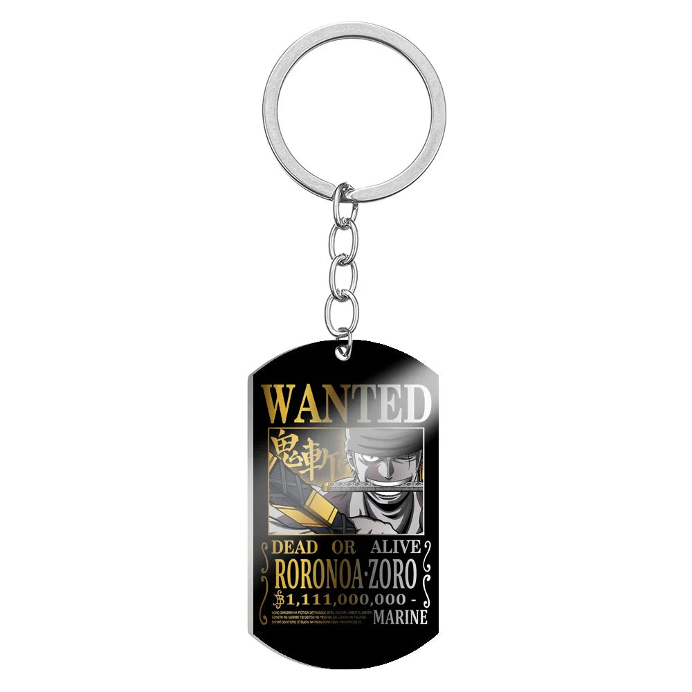 One Piece Wanted Poster Metal Keychain – Alloy Anime Keyring