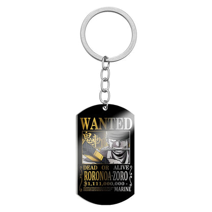 One Piece Wanted Poster Metal Keychain – Alloy Anime Keyring