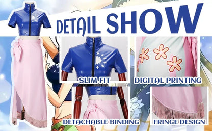 One Piece Nico Robin Cosplay Outfit Set – Dress, Wrap Skirt, Glasses & Wig