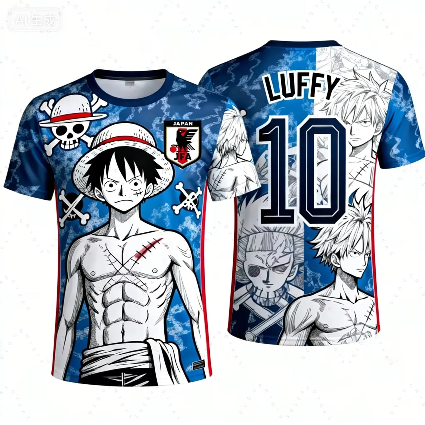 One Piece Japan Football Jersey T-Shirt – Quick-Dry Anime Soccer Kit
