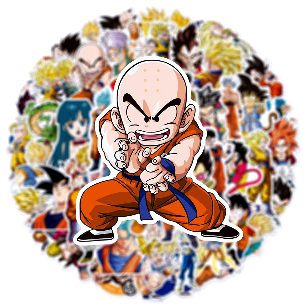 Dragon Ball Z Waterproof Vinyl Sticker Pack – Son Goku Anime Decals for Laptops, Water Bottles & Skateboards (10, 30, or 50 Pieces)
