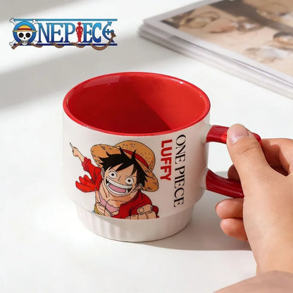 One Piece Anime Stacking Ceramic Mug – Luffy & Zoro Kawaii Coffee Cup