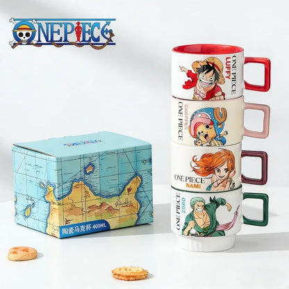 One Piece Anime Stacking Ceramic Mug – Luffy & Zoro Kawaii Coffee Cup