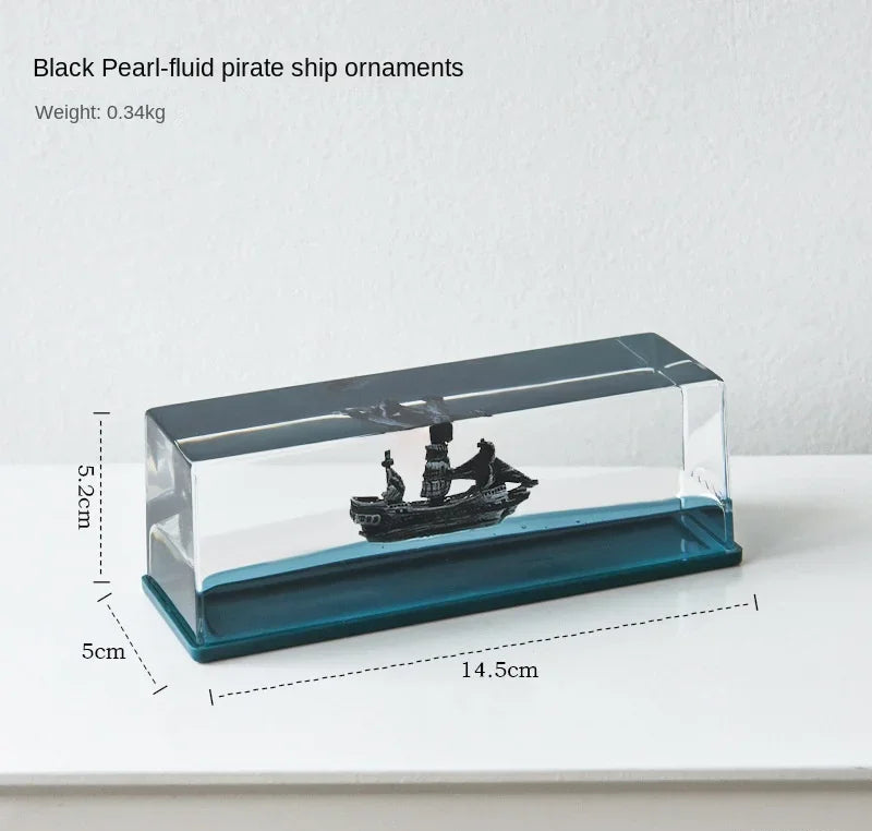 One Piece Floating Ship Liquid Wave Bottle – Thousand Sunny & Going Merry Desk Ornament