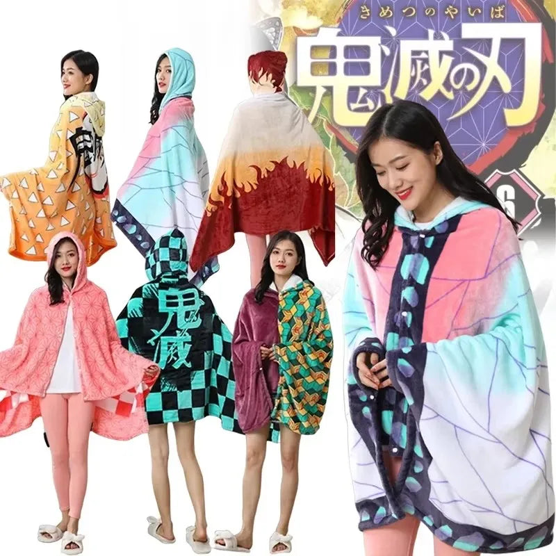 Demon Slayer Wearable Blanket & Bathrobe – Kimetsu no Yaiba Cozy Cosplay Shawl Gown