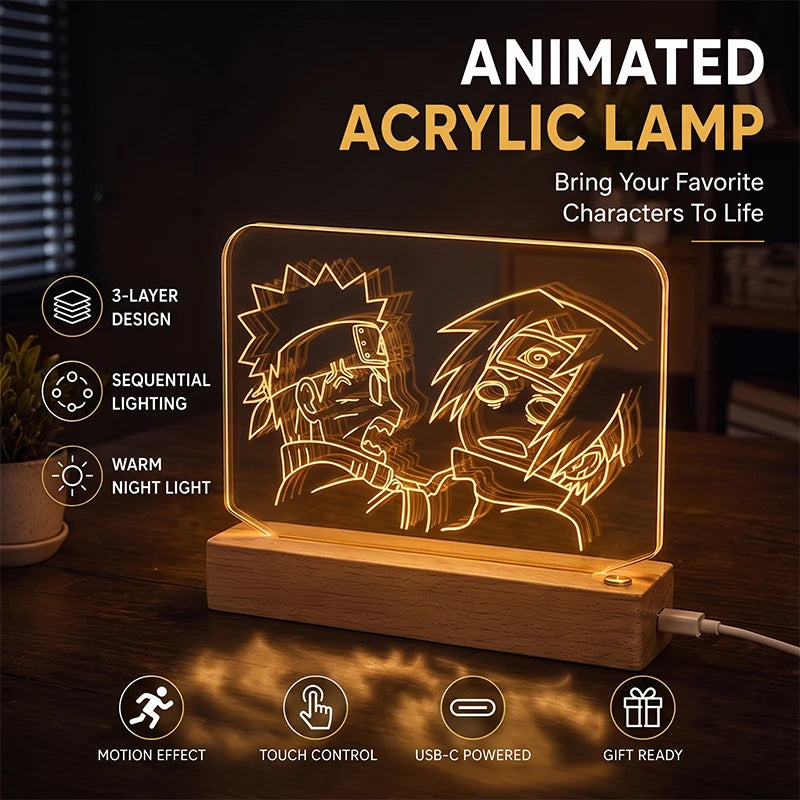 Naruto Sasuke 3D Multilayer Acrylic LED Lamp – Dynamic Motion Effect Night Light