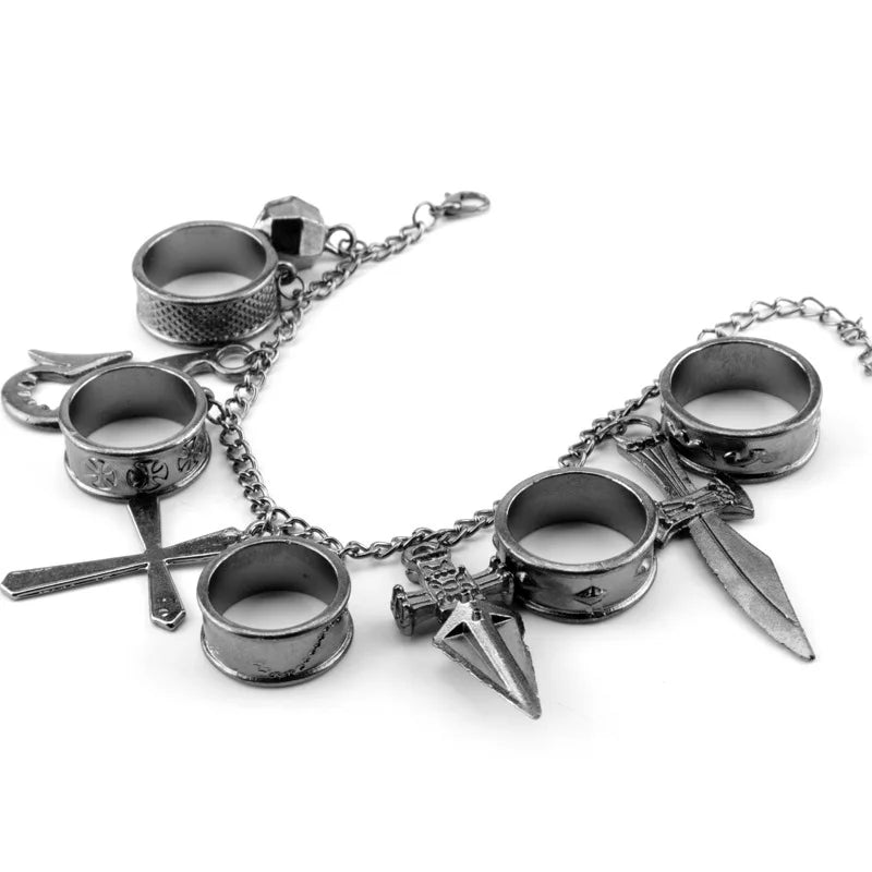 Hunter x Hunter Kurapika 5 Rings Chain Bracelet – Gothic Anime Finger Ring Set