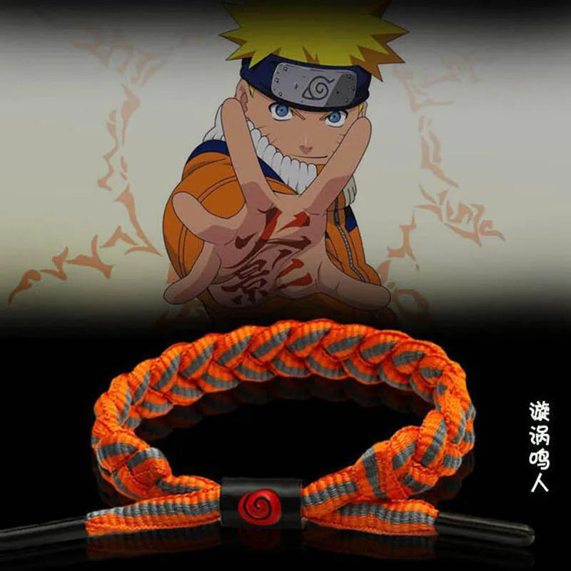 Naruto Braided Rope Cosplay Bracelet – Adjustable Alloy Symbol Wristband Set