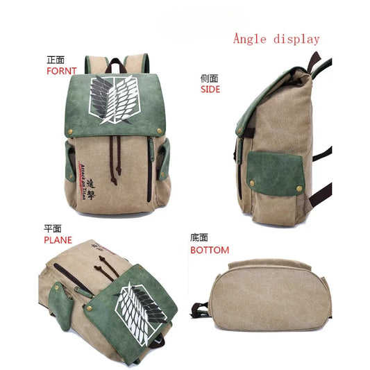 Attack on Titan Scout Regiment Cosplay Backpack – Wings of Freedom Canvas School Rucksack & Laptop Bag