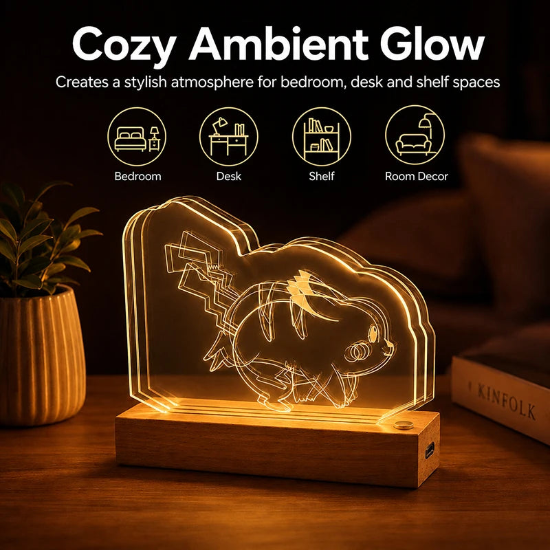 Pokémon Pikachu 3D Multilayer Acrylic LED Lamp – Dynamic Motion Effect Night Light