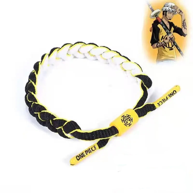 One Piece Woven Anime Bracelet – Luffy, Ace, Boa Hancock & Whitebeard Shoelace Hand Chain