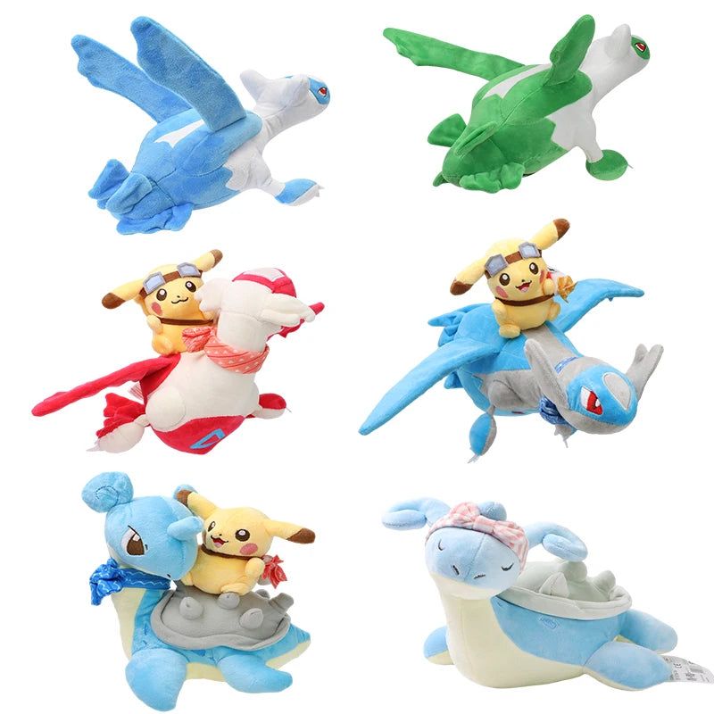 Pokémon Pikachu Riding Lapras & Latios Plush – Kawaii Anime Stuffed Toy Collection