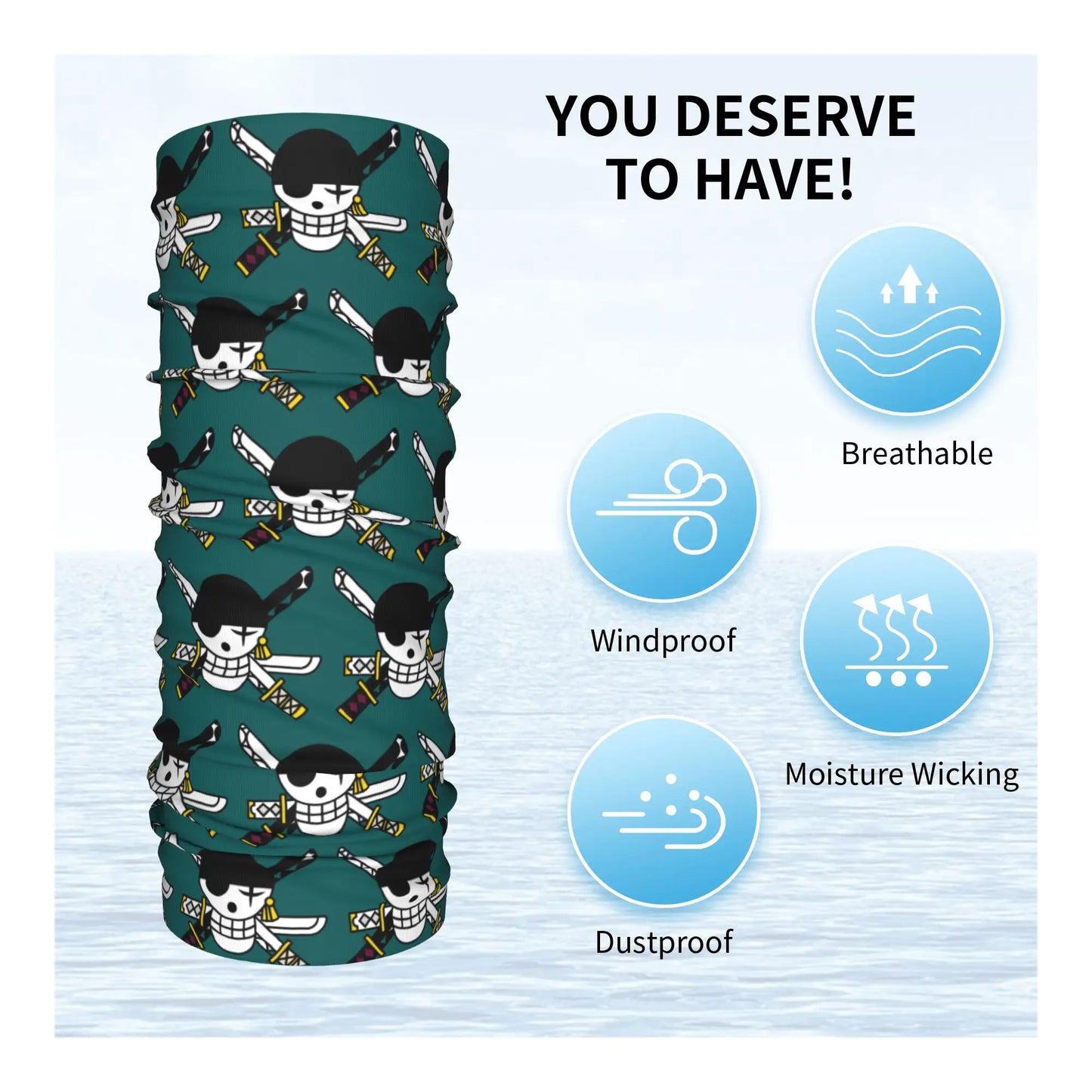 One Piece Roronoa Zoro Bandana Neck Gaiter – Multi-Use Balaclava Face Mask