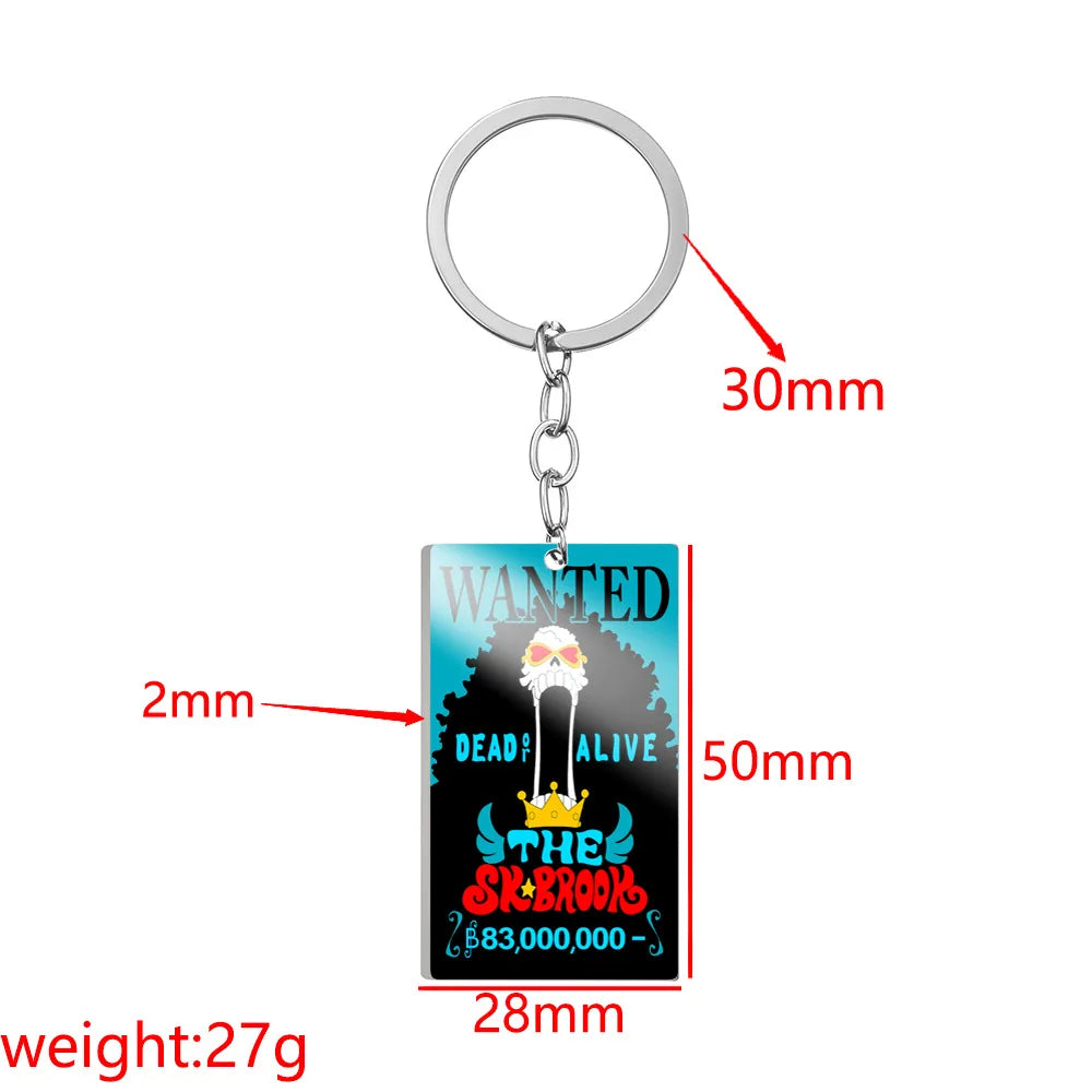 One Piece Wanted Poster Metal Keychain – Alloy Anime Keyring