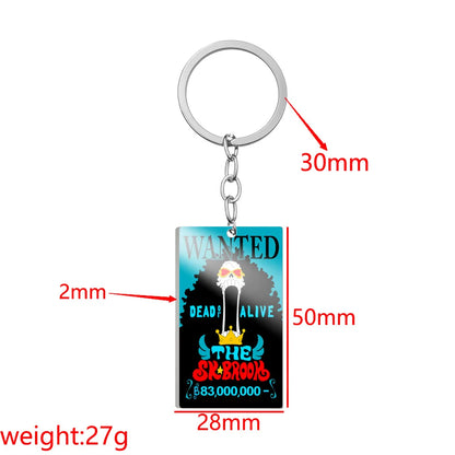 One Piece Wanted Poster Metal Keychain – Alloy Anime Keyring