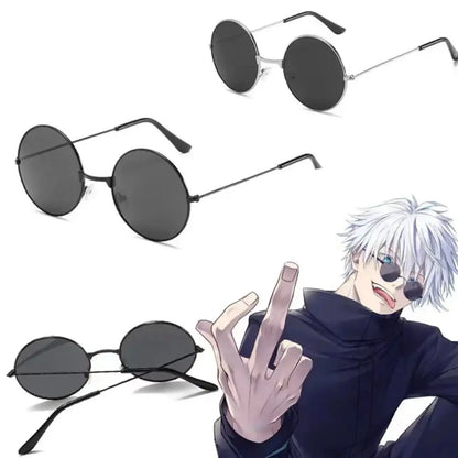Jujutsu Kaisen Gojo Satoru Cosplay Sunglasses – Round Black Retro Eyewear