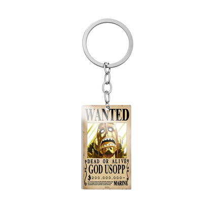 One Piece Wanted Poster Metal Keychain – Alloy Anime Keyring