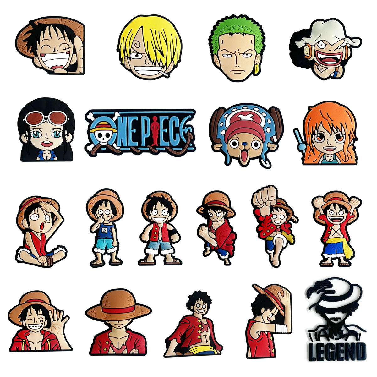 One Piece Anime PVC Clog Shoe Charms – Luffy, Zoro, Chopper & Crew Accessories