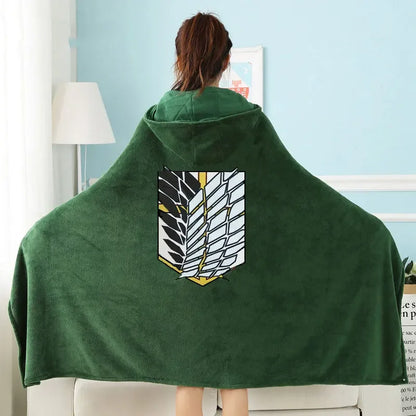 Attack on Titan Survey Corps Blanket Cloak – Kawaii Anime Fleece Cosplay Hoodie