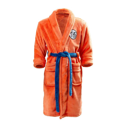 Dragon Ball Goku Orange Flannel Bathrobe – Soft Cosplay Loungewear Robe