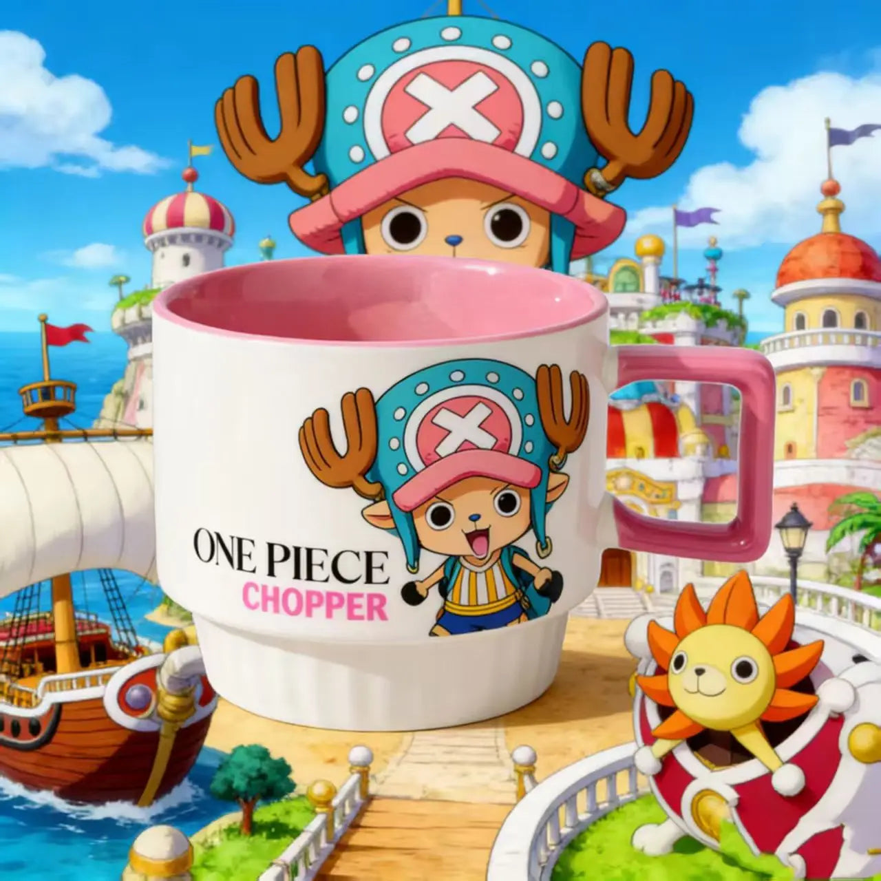 One Piece Anime Stacking Ceramic Mug – Luffy & Zoro Kawaii Coffee Cup