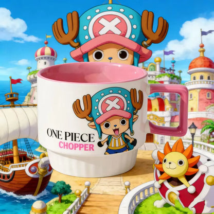 One Piece Anime Stacking Ceramic Mug – Luffy & Zoro Kawaii Coffee Cup