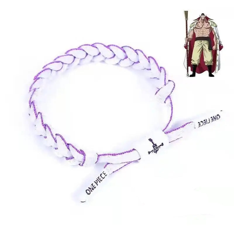 One Piece Woven Anime Bracelet – Luffy, Ace, Boa Hancock & Whitebeard Shoelace Hand Chain