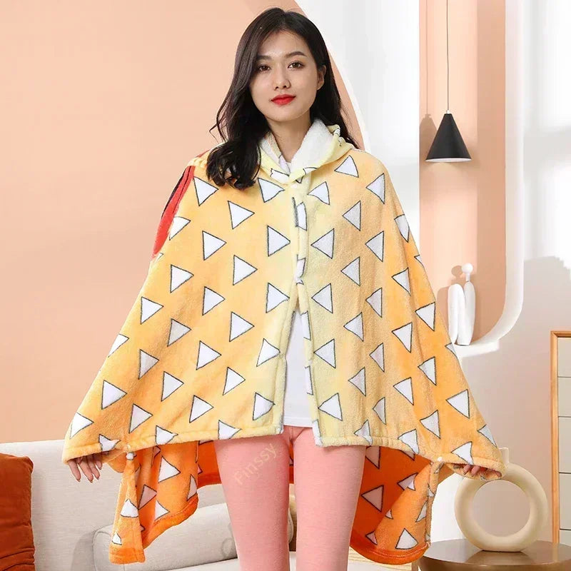 Demon Slayer Wearable Blanket & Bathrobe – Kimetsu no Yaiba Cozy Cosplay Shawl Gown