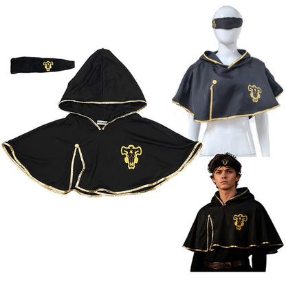 Black Clover Asta Cosplay Cloak – Black Bulls Logo Hooded Cape & Costume Robe